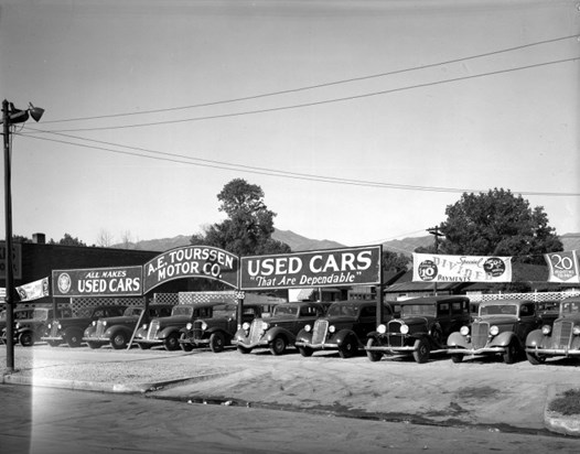 A. E. TourssenUsedCars Salt Lake City, Utah 1937 -this view a couple of years before Dick Slater)