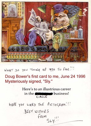 Dougs sense of humour: Doug Bowers 1 first card to Peter Sorensen