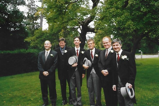 Ian being an usher together with friends at wedding of Ceri and Anne Springsguth 2001