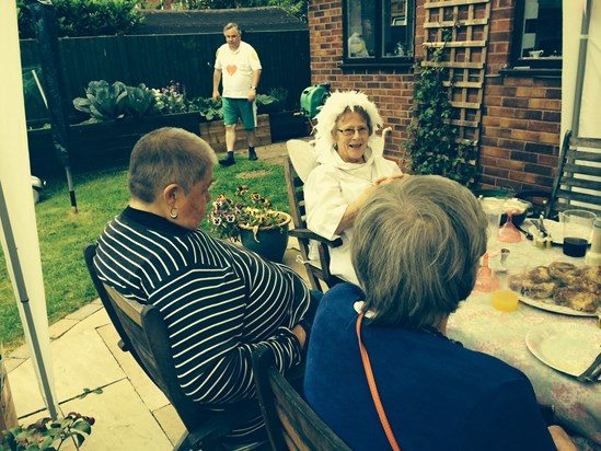 Maggie came to a birthday party for Heather dressed as an Angel. She was always up for a laugh. 