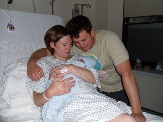 Daddy, Mummy and Alfie just born