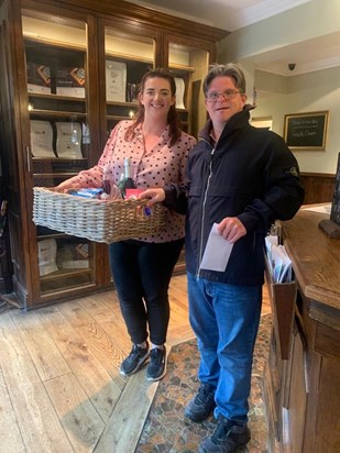 Ring O' Bells - Me collecting my raffle prize from the lovely Amy at the Ring O' Bells which I have donated  in honour of Nico xx