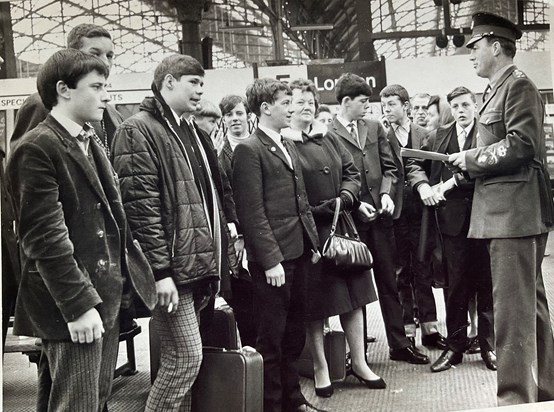 Leaving Manchester to join the Army - front row 3rd from left