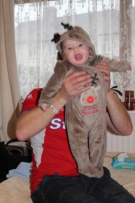 Showing off in your Rudolf suit with Daddy xx