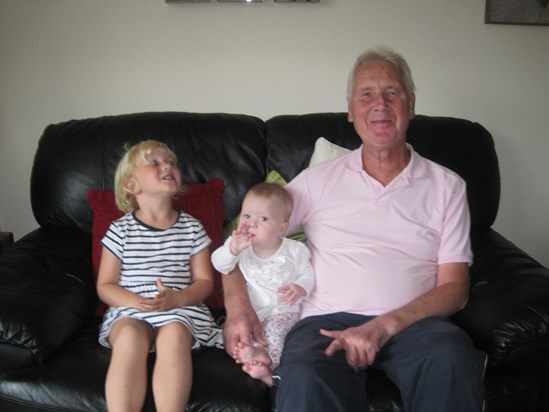 With granddaughters Maisie and Violet 2013