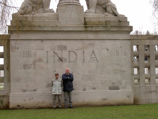 Respectful Mac at the Memorial to the Indian Fallen on the Somme. With good friend Gordon Hall.