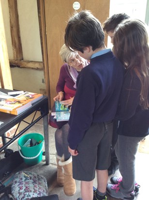 Anneliese with pupils who came to Ledbury Poetry Festival's 'Festival in a Day' events. These were such fun to do and Anneliese was a wonderful inspiration for pupils and poets.