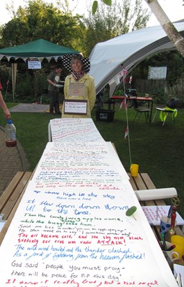 Anneliese with Apple Day Poem, 15 Oct 2011