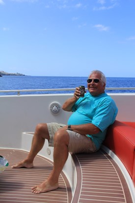 Dad enjoying a beer on a very posh boat in Tenerife
