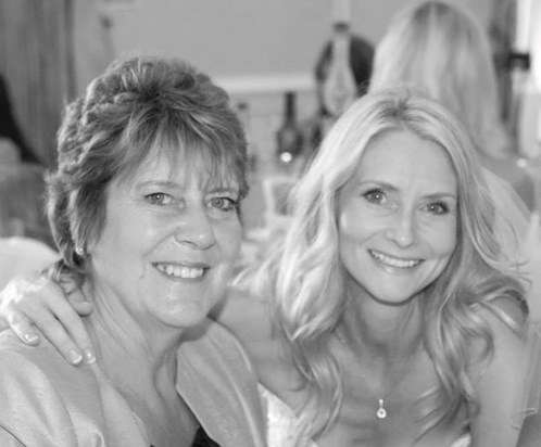 Mum with Helen at Helen's wedding July 2013