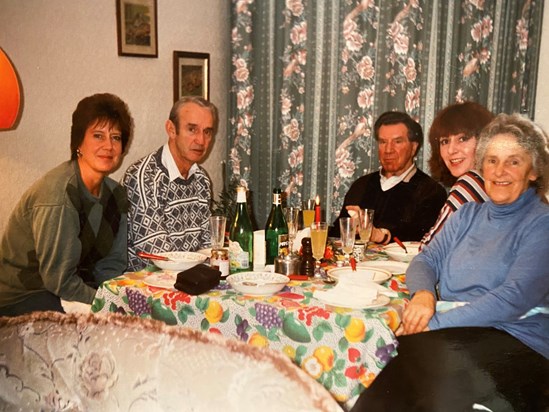 Mum with her Uncle Bert, her Dad, Arthur, Cousin Gail and Aunty Kath