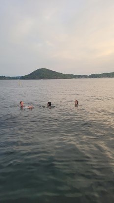 Isa, Anna C & Anna BR swimming in Oslo’s fjord. Summer, 2023.