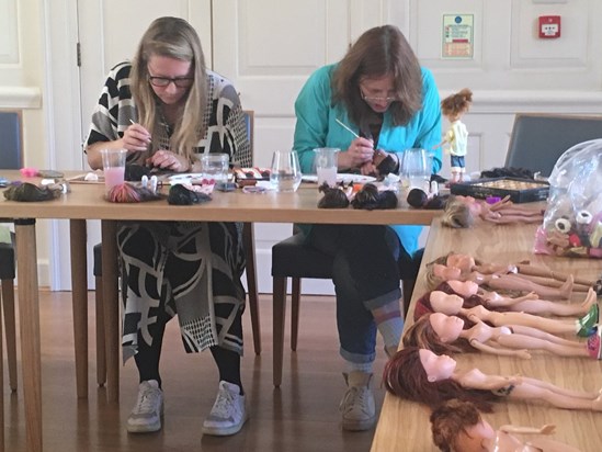 Painting dolls with Louise at a Tactics and Praxis workshop, Feb 2019