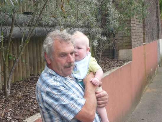 Alfie eyeing up Grandads hair !