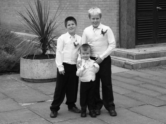 Our wedding day and our cute page boys xx