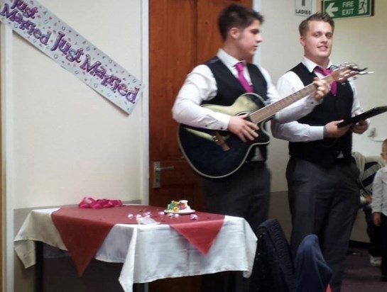 The boys singing at mum & Robs wedding xx 