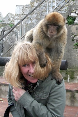 Sue & Ape during a visit to Gibraltar