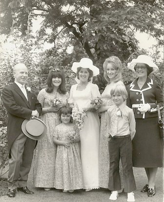 A very glam bridesmaid for Joan (31 July 1971)