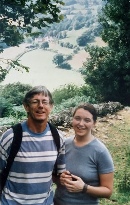 Gerry with Jane walking in the hills