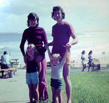 1972 Ealey and Gerry with Rachelle and Matthew at Cooggee Beach, Sydney, photo from Brian