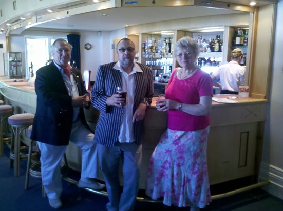 John, Dave and Jo at the Leander Club, Henley-on-Thames 2012