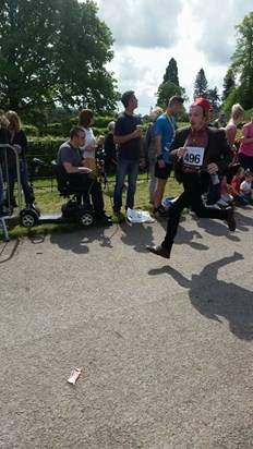 Matty striding to the finish line