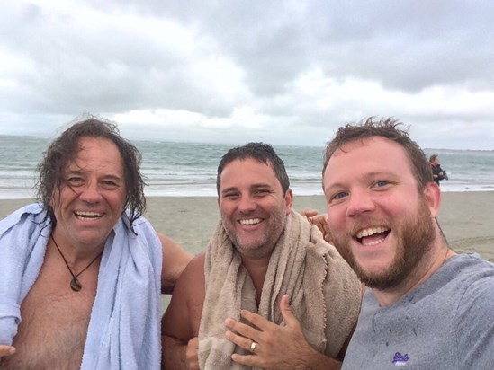 Dean’s last dip in the English Channel.. boy it was cold!