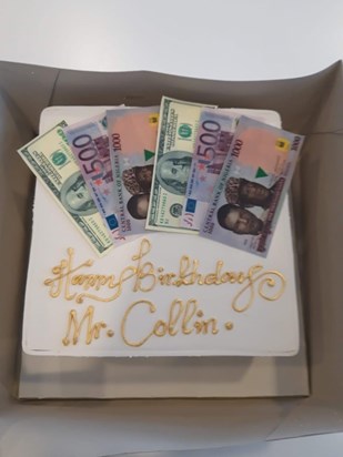 Cake for Mr Collin's birthday in 2019