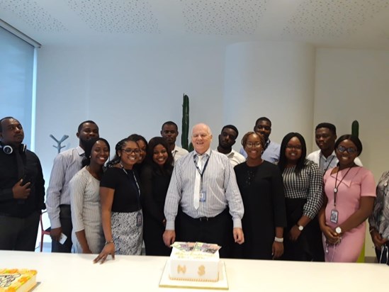 Mr Collin with Finance team on his birthday