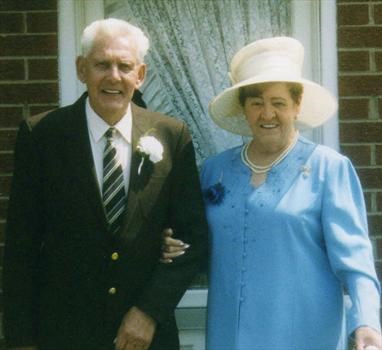 my mam and dad ninty + tom higgins all dressed up going to a wedding