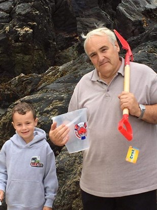 Finley and Grandad on Holiday in Cornwall x 
