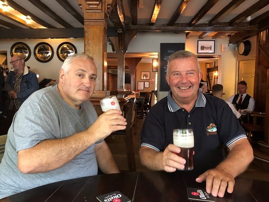 A pint in Liverpool with his good friend Bob , cheers everyone x