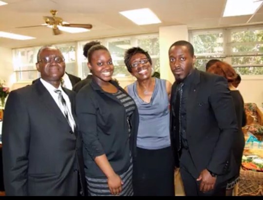 Sidney with his daughter, sister and son