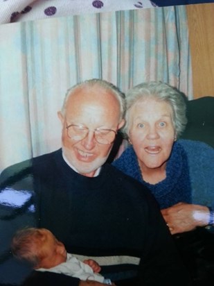 images apt at being new Great Grandparents with Dad , Ken Longbottom 