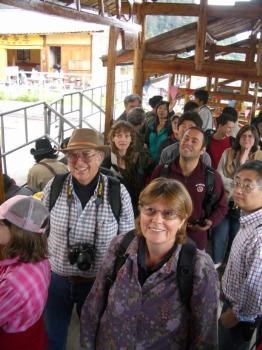 Gene and Carol awaiting a mountain tram in China.