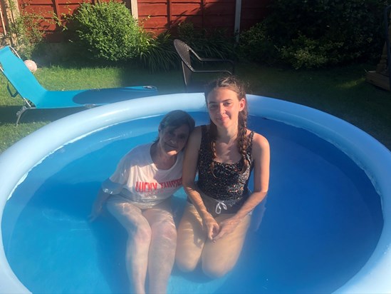 Judith in the paddling pool 