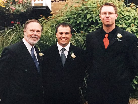 The Thomas Boys, Nick with his dad and brother - 26 August 2001