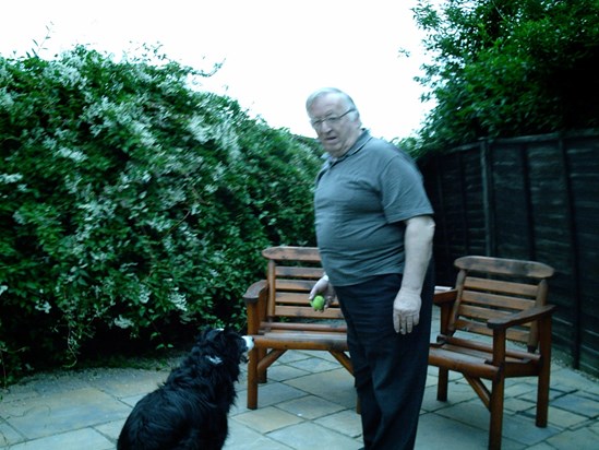 Dad always love animals, here he is with Skip.