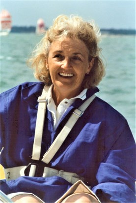 Jean out on the Solent during a Cowes Week in the 1990s.