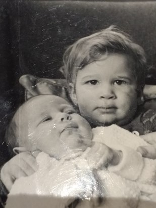 Charlie with baby sister Jane 1968