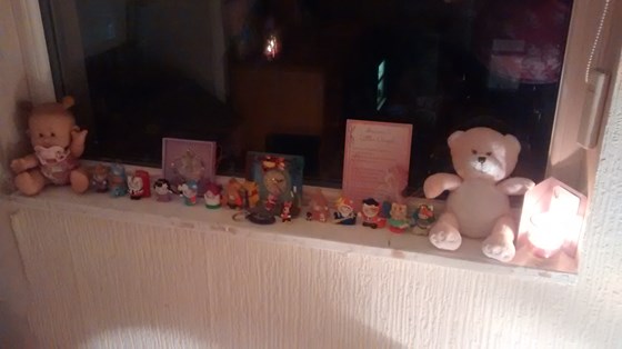 I made the window ledge in your bedroom look pretty for you, with some of your Hello Kitty toys xxx