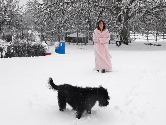 Katie and Poppy in the snow