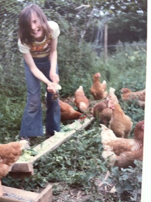 From Mummy. Katie loved our chickens and many years later had some of her own.