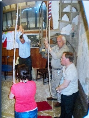 Dad bell ringing. He throughly enjoyed his bell ring.