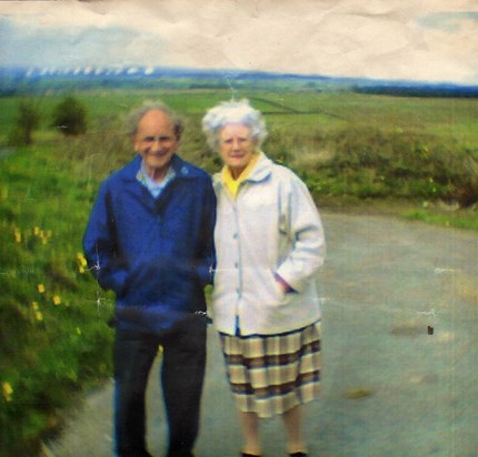 Mum and Dad enjoying a wind swept day out for Dads birthday up around Menwith Hill