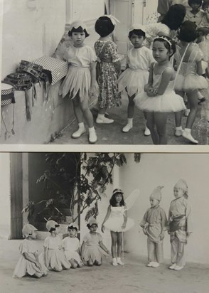 Adeline, age 5 (top left) in her kindy play, Penang.