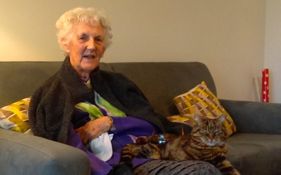 Mum with Clover the cat