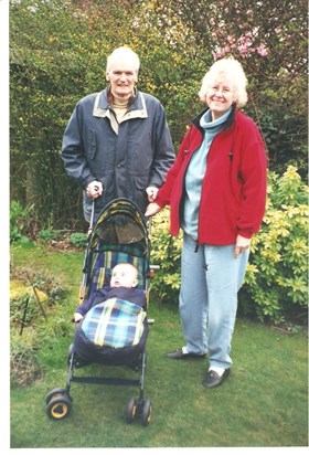 Jean Taylor At Westbury Road with the Late Ernie Taylor and her grandson Matthew in 2000