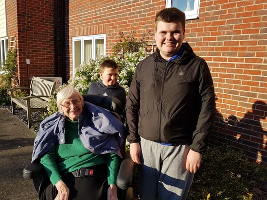 The late Jean Taylor with her beloved grandsons Matthew and Leo celebrating her 79th birthday in 2019