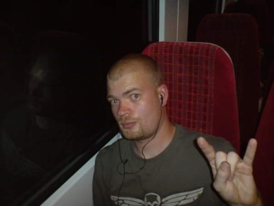 Ric on the train home from Foo Fighters at Wembley, June 2008